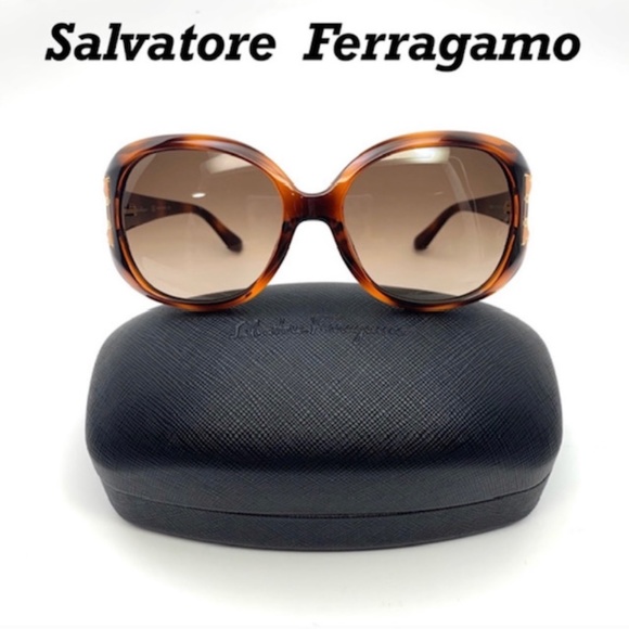 NWT SALVATORE FERRAGAMO DARK TORTOISE SUNGLASSES - Picture 1 of 10